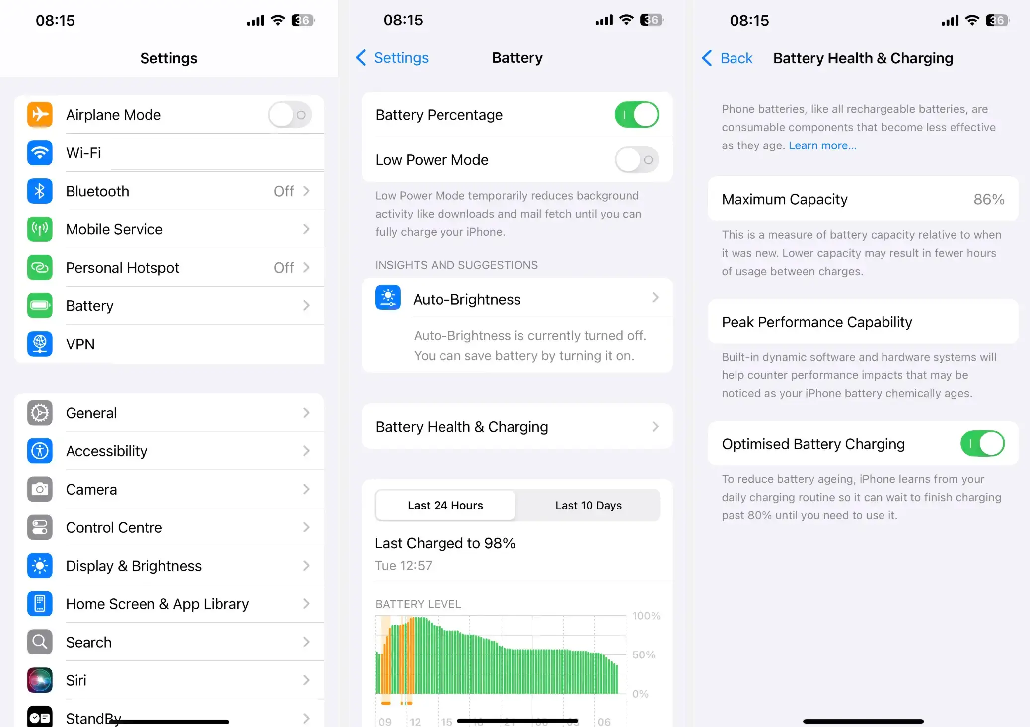 iPhone battery settings