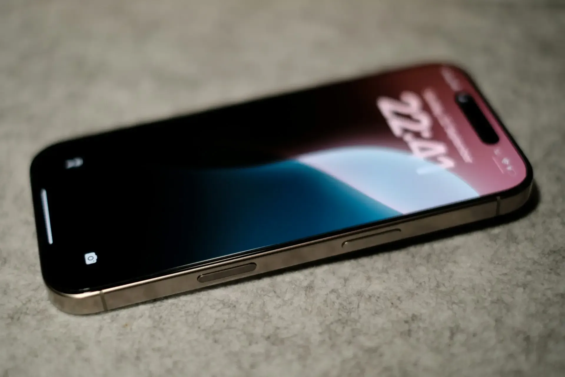 Beautiful iphone laying on grey table