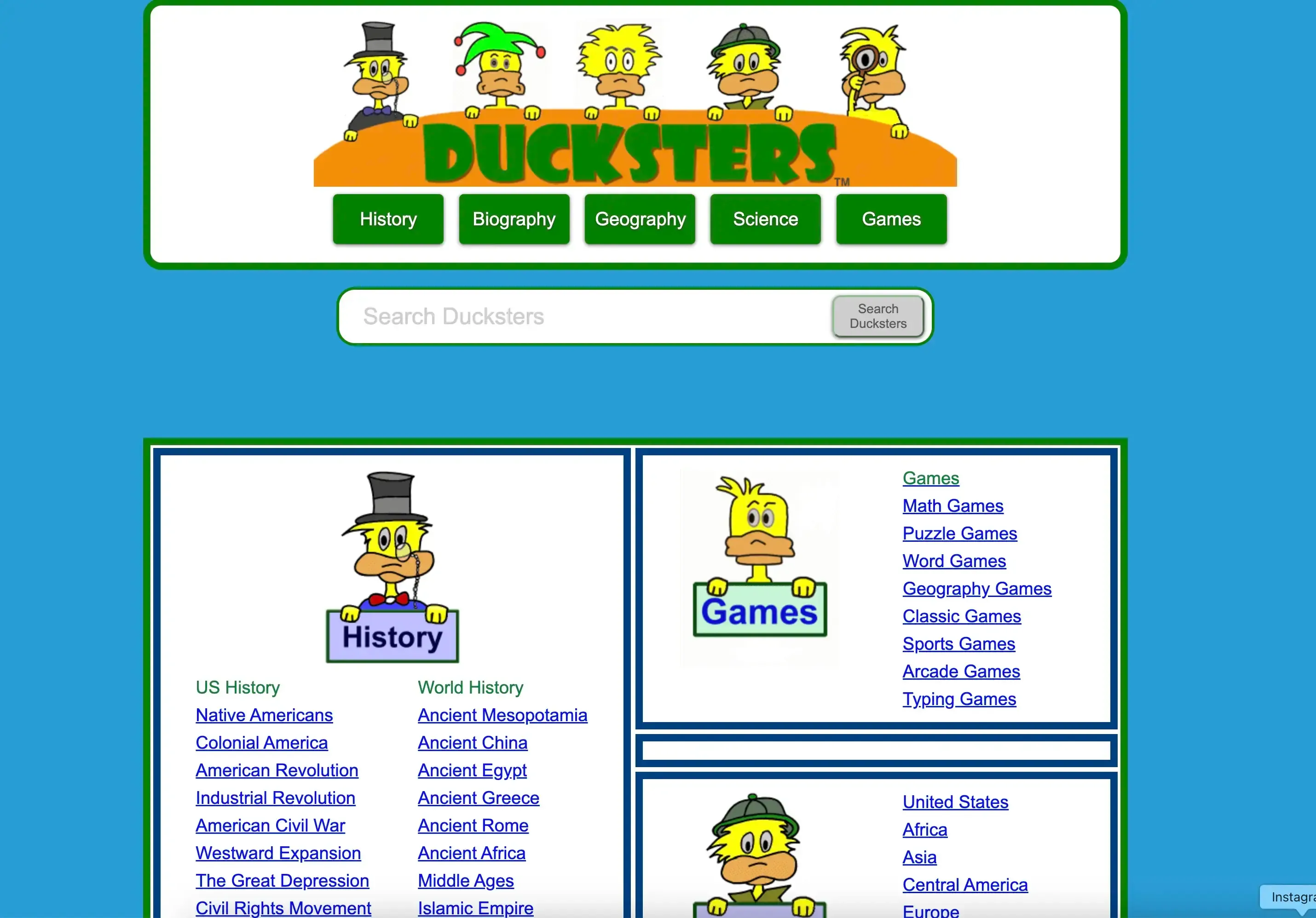 Ducksters website