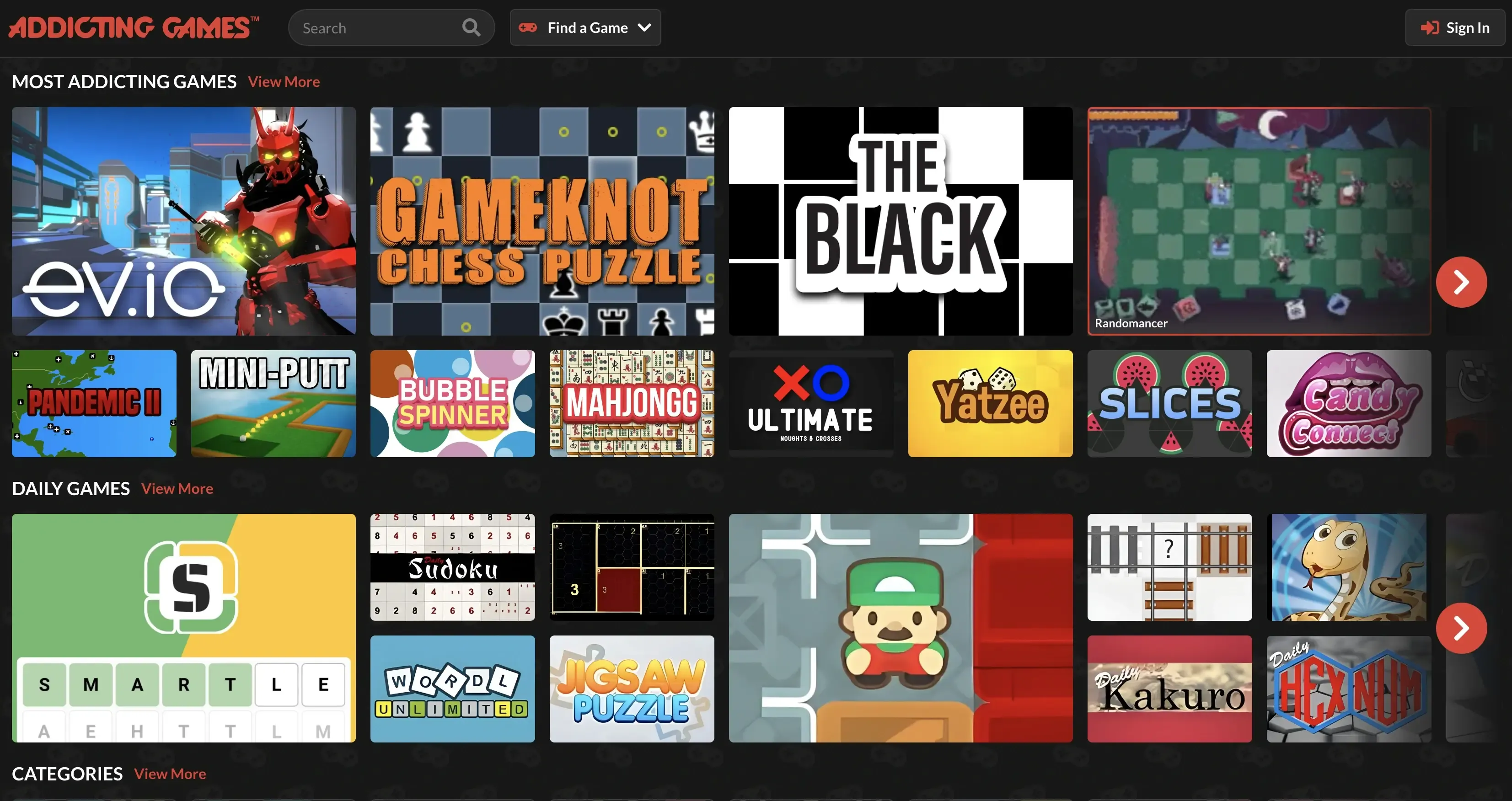 Addicting Games website