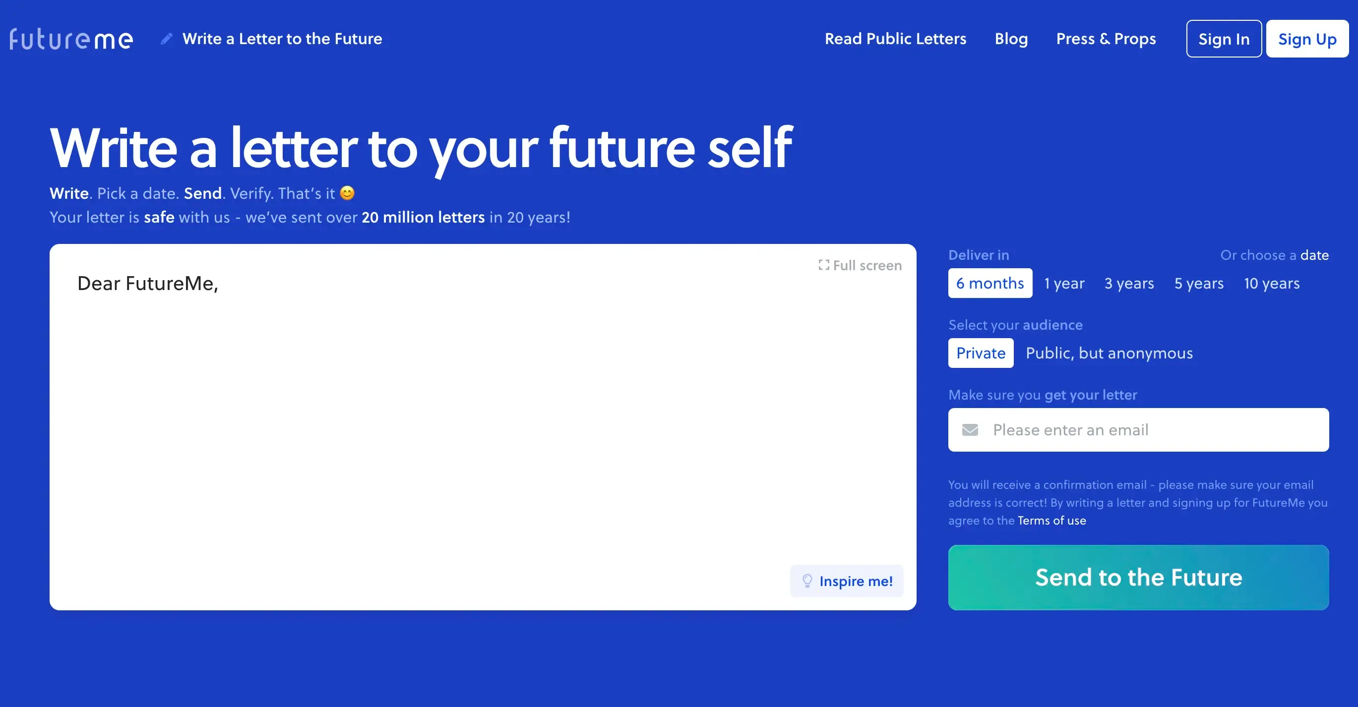 Future Me website