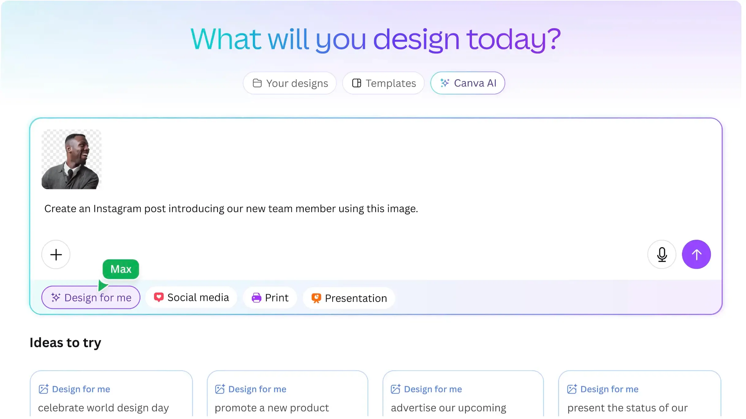Canva AI image editing web app