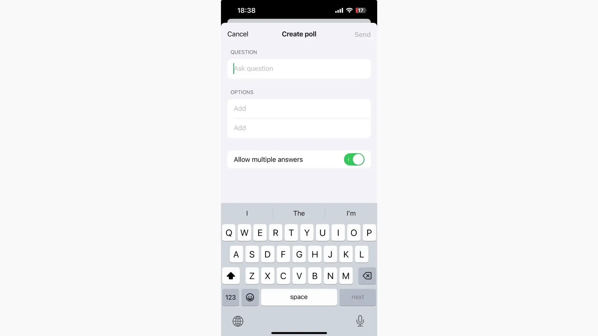 Whatsapp make a poll questionnaire